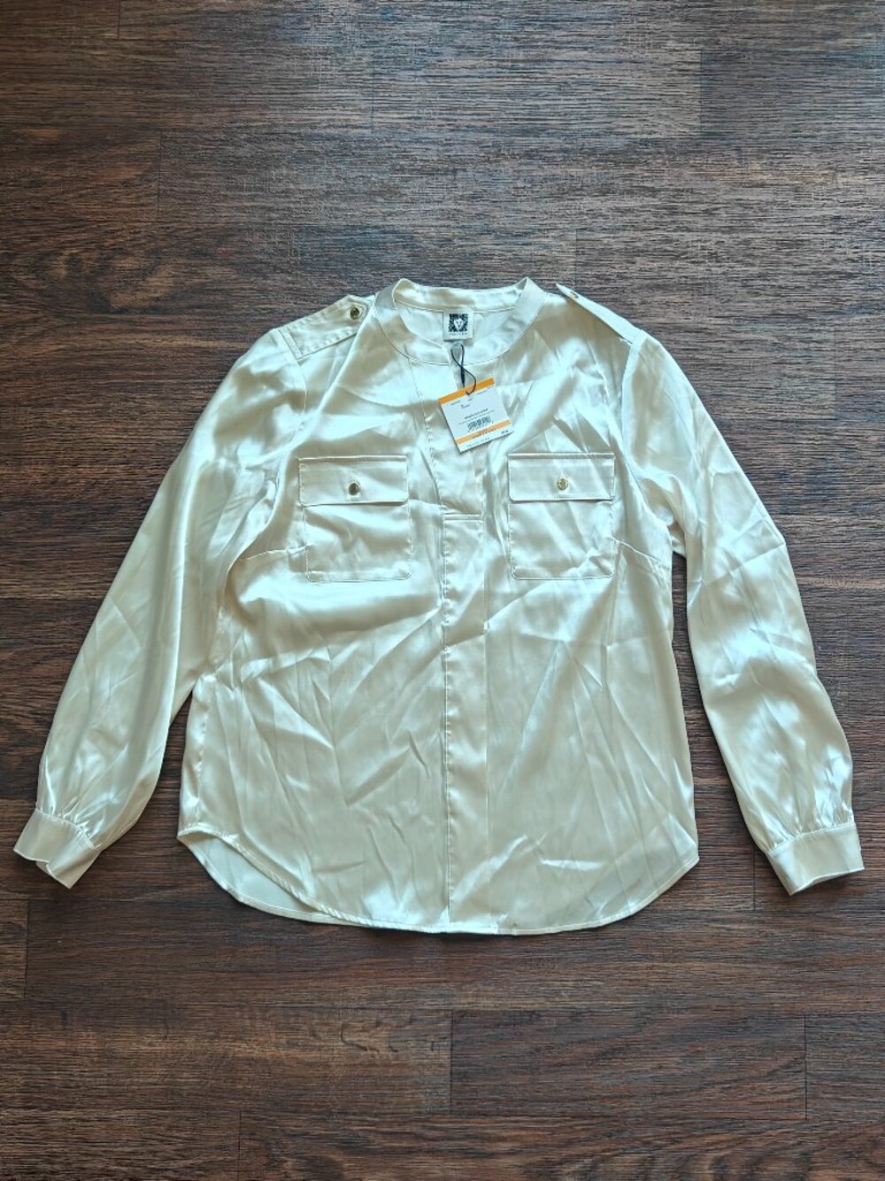 WOMEN' ANNE KLEIN LONG-SLEEVE MILITARY-INSPIRED BLOUSE (SIZE SMALL)